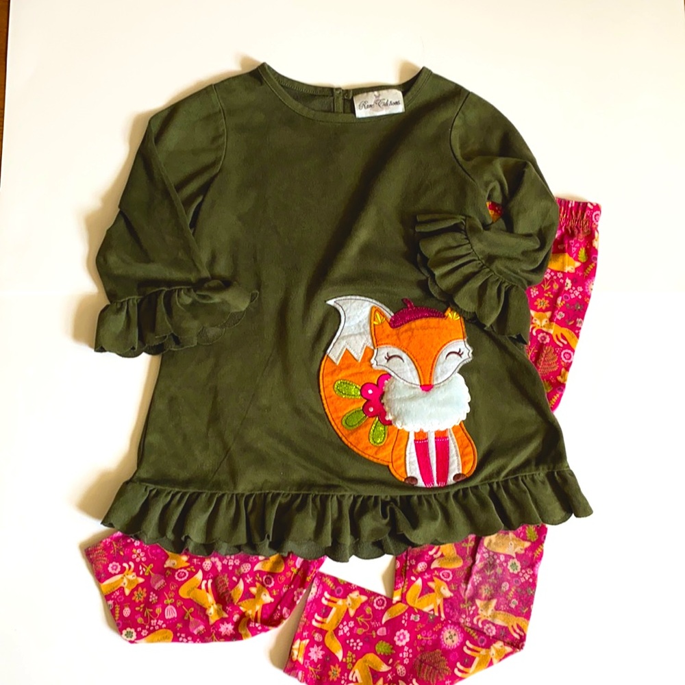 Rare Editions matching fox tunic with fox pants set size 6X